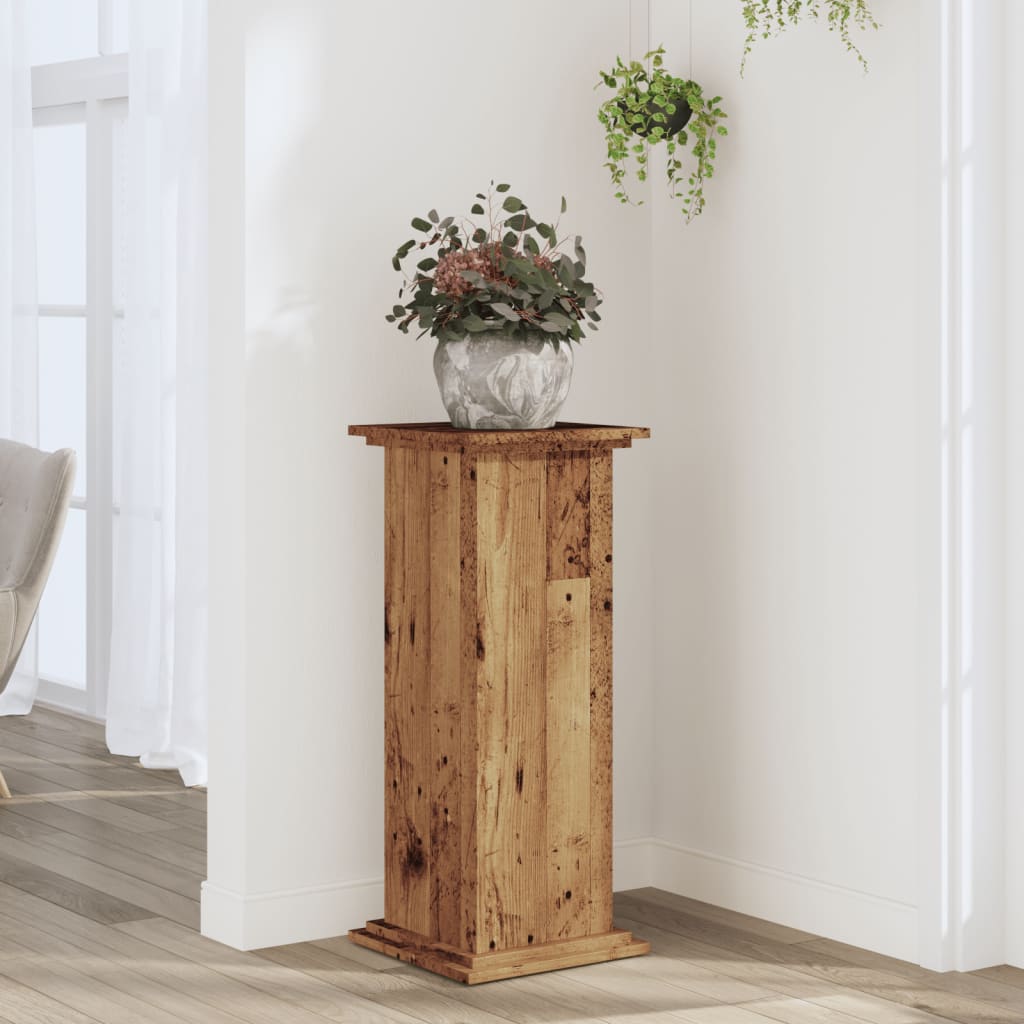 Supporto per Piante Legno Vecchio 33x33x80 cm Legno Multistrato | homemem39