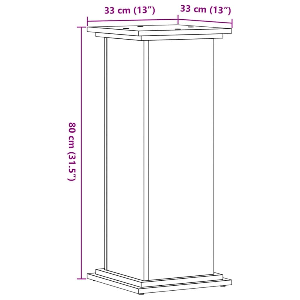 Supporto per Piante Rovere Artigianale 33x33x80 cm Multistrato | homemem39