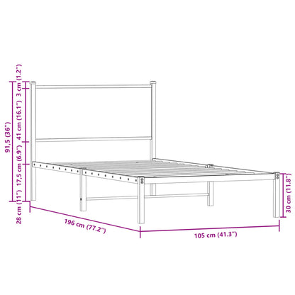 Giroletto senza Materaso in Metallo Rovere Fumo 100x190 cm | homemem39