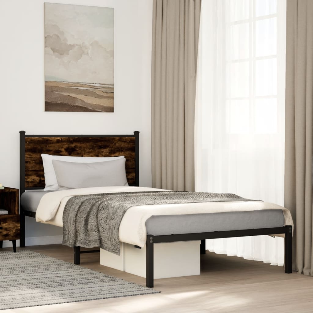 Giroletto senza Materaso in Metallo Rovere Fumo 100x190 cm | homemem39