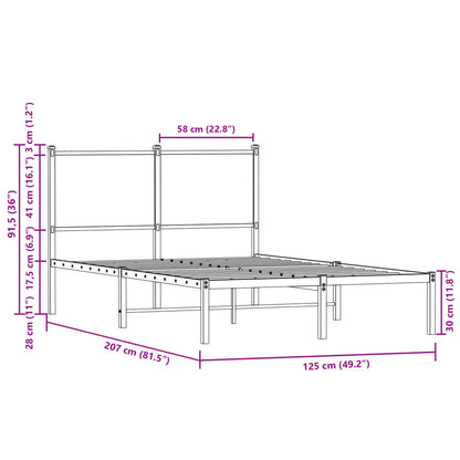 Giroletto senza Materaso in Metallo Rovere Fumo 120x200 cm | homemem39