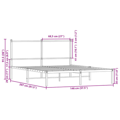 Giroletto senza Materaso in Metallo Rovere Fumo 140x200 cm | homemem39