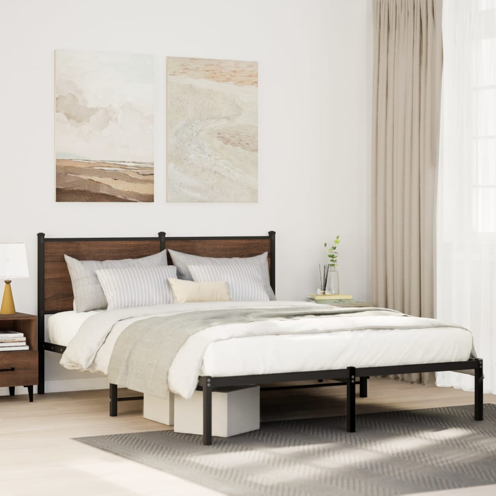 Giroletto senza Materaso in Metallo Rovere Fumo 140x200 cm | homemem39