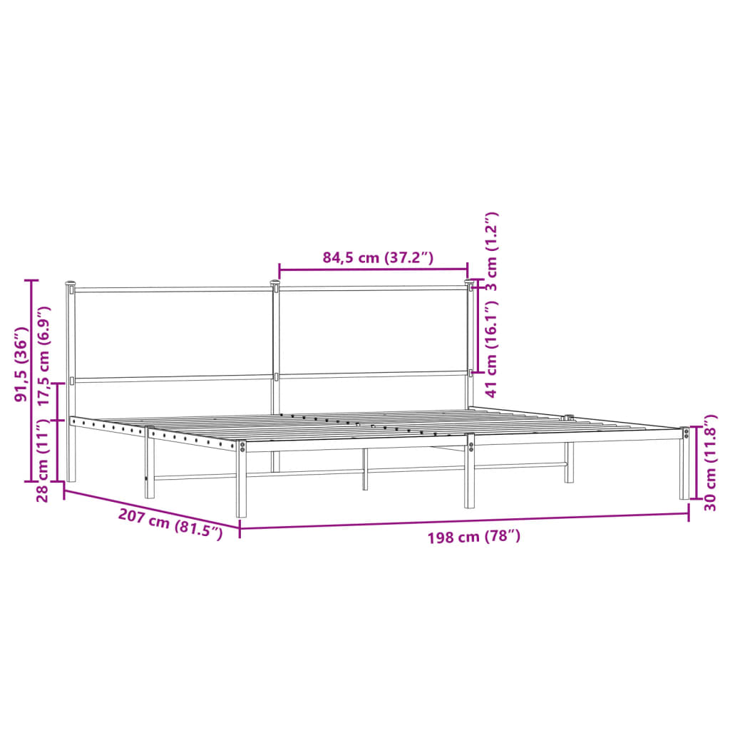 Giroletto senza Materaso in Metallo Rovere Fumo 193x203 cm | homemem39
