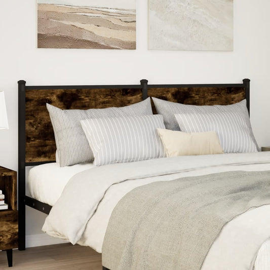 Testiera Rovere Fumo 140 cm in Legno Multistrato e Acciaio