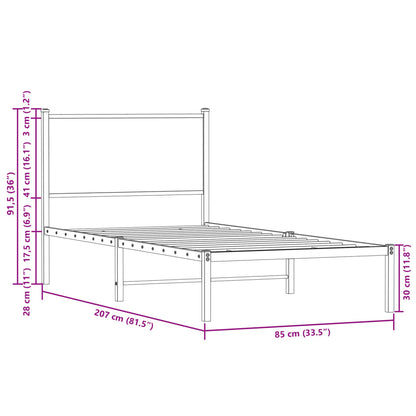Giroletto senza Materaso in Metallo Rovere Sonoma 80x200 cm | homemem39