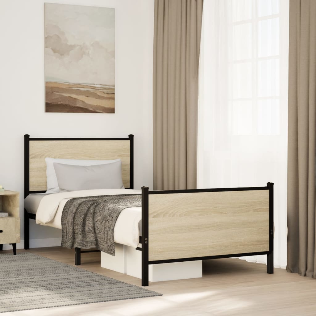 Giroletto senza Materaso in Metallo Rovere Sonoma 80x200 cm | homemem39