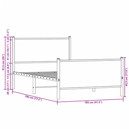 Giroletto senza Materaso in Metallo Rovere Sonoma 100x190 cm | homemem39