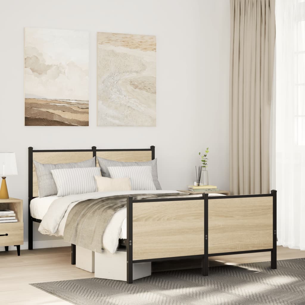 Giroletto senza Materaso in Metallo Rovere Sonoma 120x190 cm | homemem39