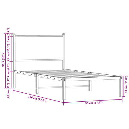 Giroletto senza Materasso in Metallo Rovere Marrone 90x190 cm - homemem39