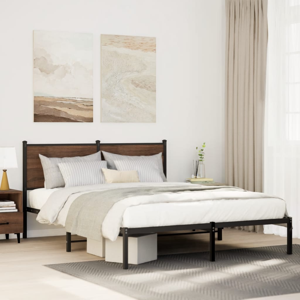 Giroletto senza Materasso in Metallo Rovere Marrone 140x200 cm | homemem39