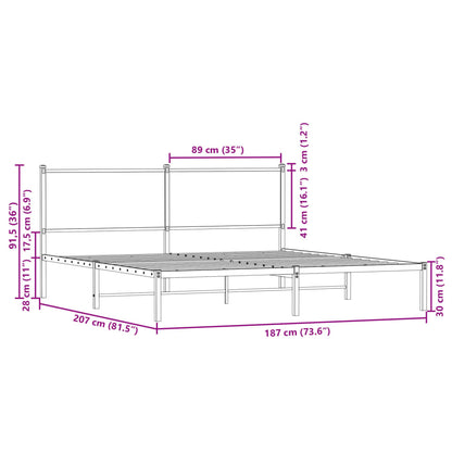 Giroletto senza Materaso in Metallo Rovere Marrone 180x200 cm | homemem39