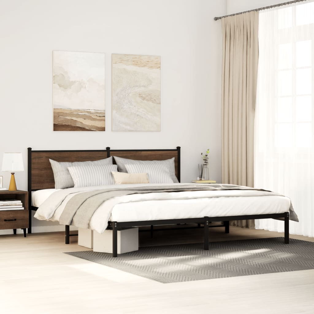 Giroletto senza Materaso in Metallo Rovere Marrone 180x200 cm | homemem39