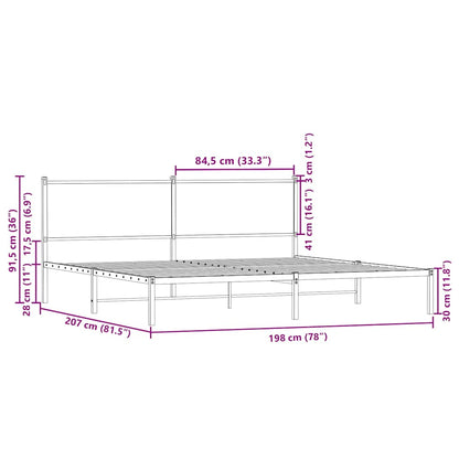 Giroletto senza Materaso in Metallo Rovere Marrone 193x203 cm | homemem39