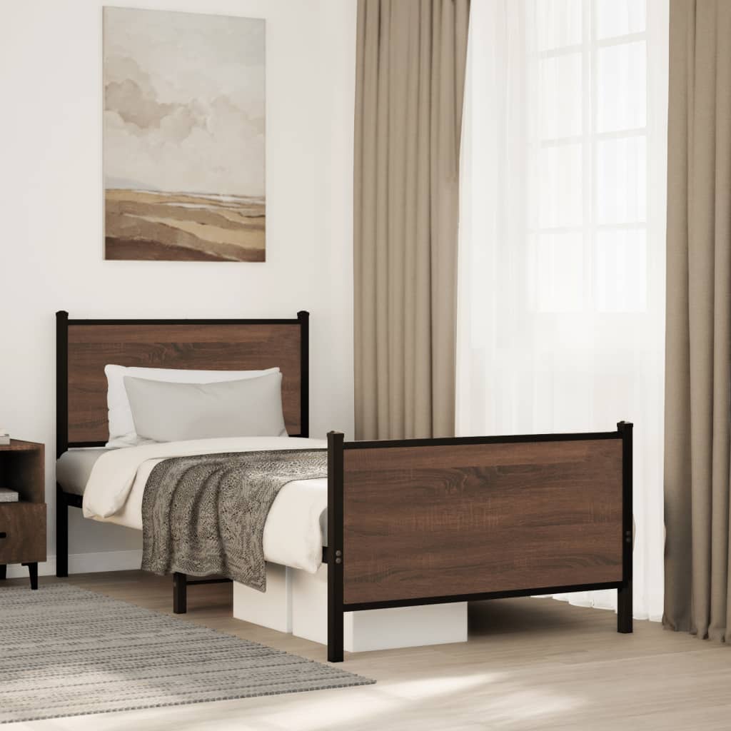 Giroletto senza Materasso in Metallo Rovere Marrone 75x190 cm | homemem39