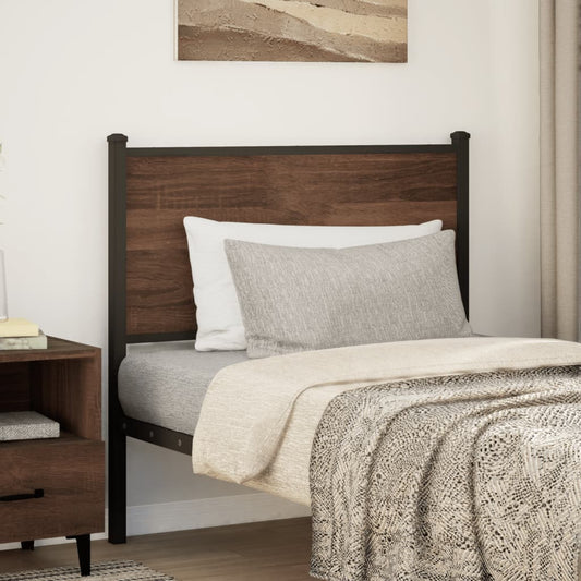 Testiera Rovere Marrone 80 cm in Legno Multistrato e Acciaio