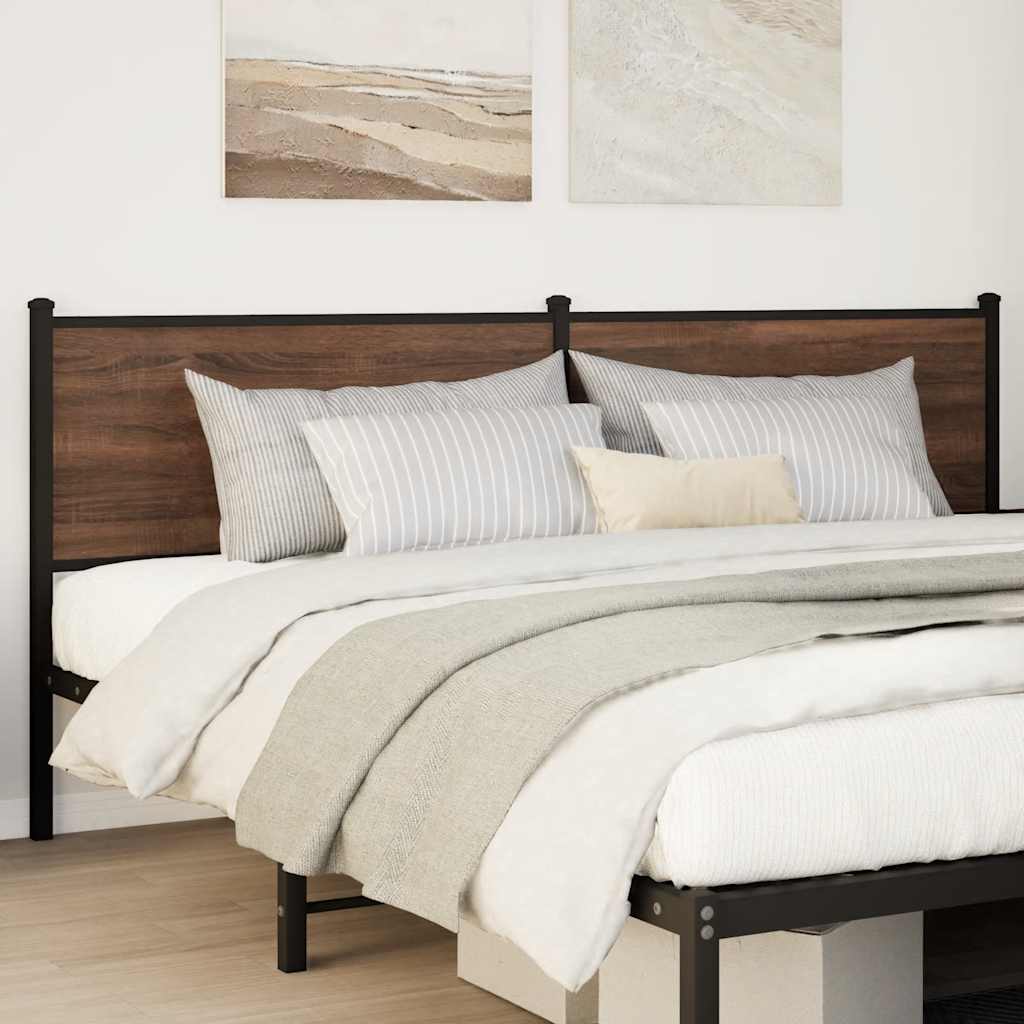 Testiera Rovere Marrone 190 cm in Legno Multistrato e Acciaio