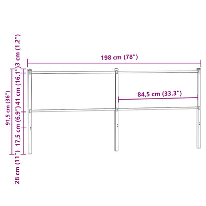 Testiera Rovere Marrone 190 cm in Legno Multistrato e Acciaio