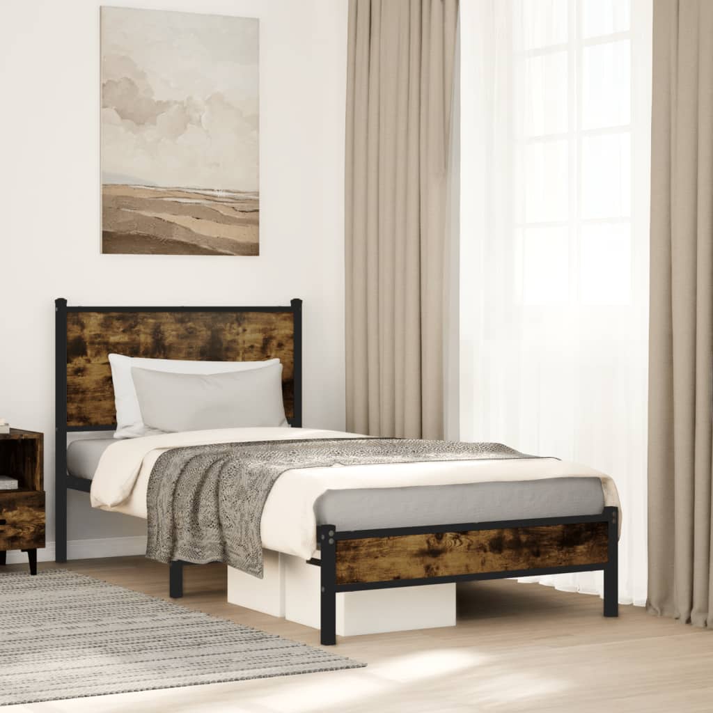 Giroletto senza Materaso in Metallo Rovere Fumo 80x200 cm | homemem39