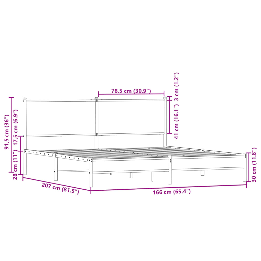 Giroletto senza Materaso in Metallo Rovere Fumo 160x200 cm | homemem39