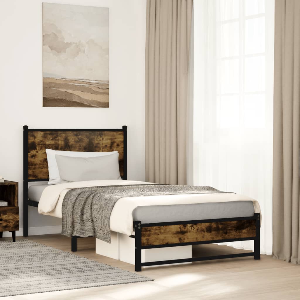 Giroletto senza Materaso in Metallo Rovere Fumo 80x200 cm | homemem39