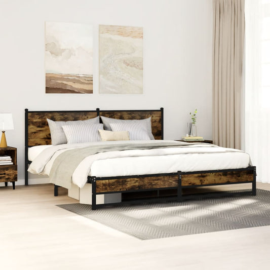 Giroletto senza Materaso in Metallo Rovere Fumo 160x200 cm | homemem39