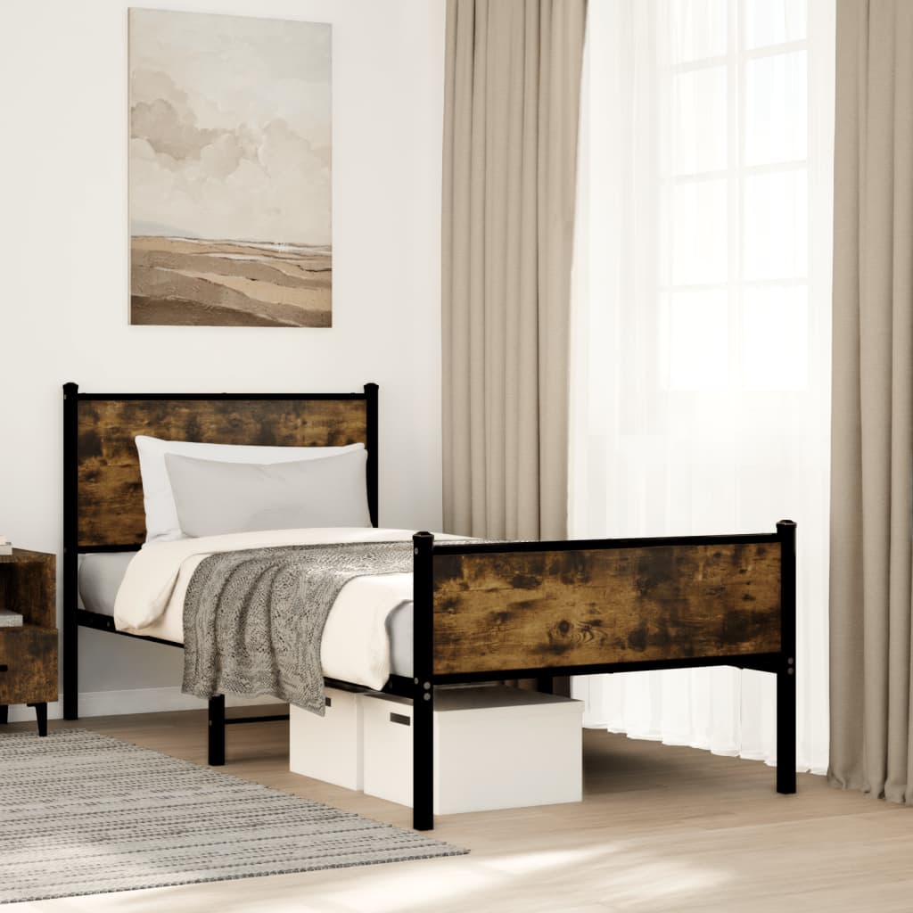 Giroletto senza Materasso in Metallo Rovere Fumo 75x190 cm | homemem39