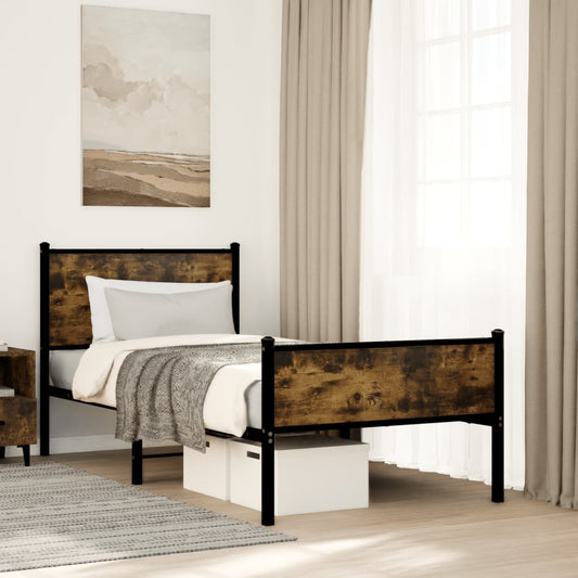 Giroletto senza Materasso in Metallo Rovere Fumo 75x190 cm | homemem39