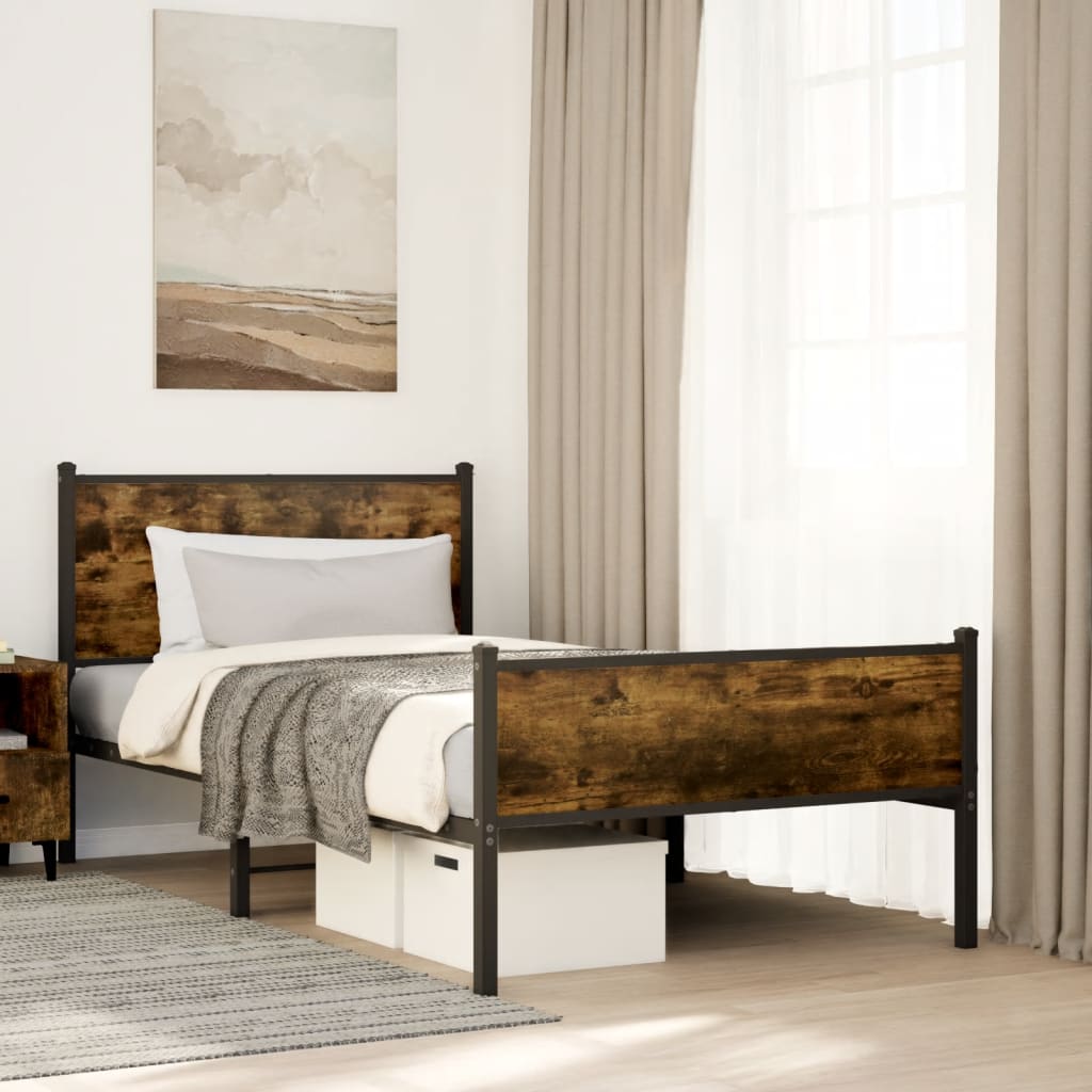 Giroletto senza Materaso in Metallo Rovere Fumo 100x190 cm | homemem39