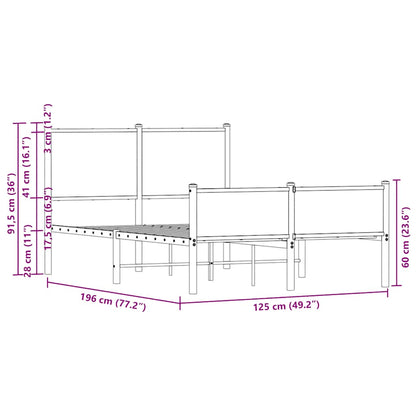Giroletto senza Materasso in Metallo Rovere Fumo 120x190 cm | homemem39