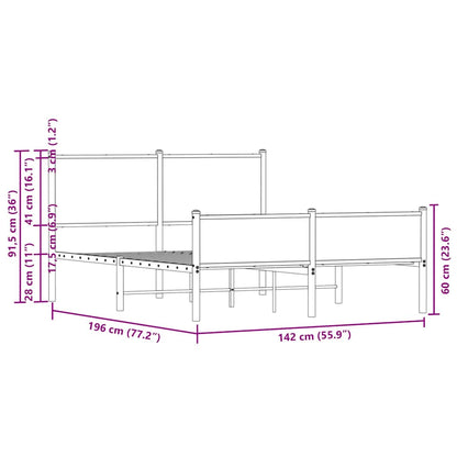 Giroletto senza Materaso in Metallo Rovere Fumo 137x190 cm - homemem39