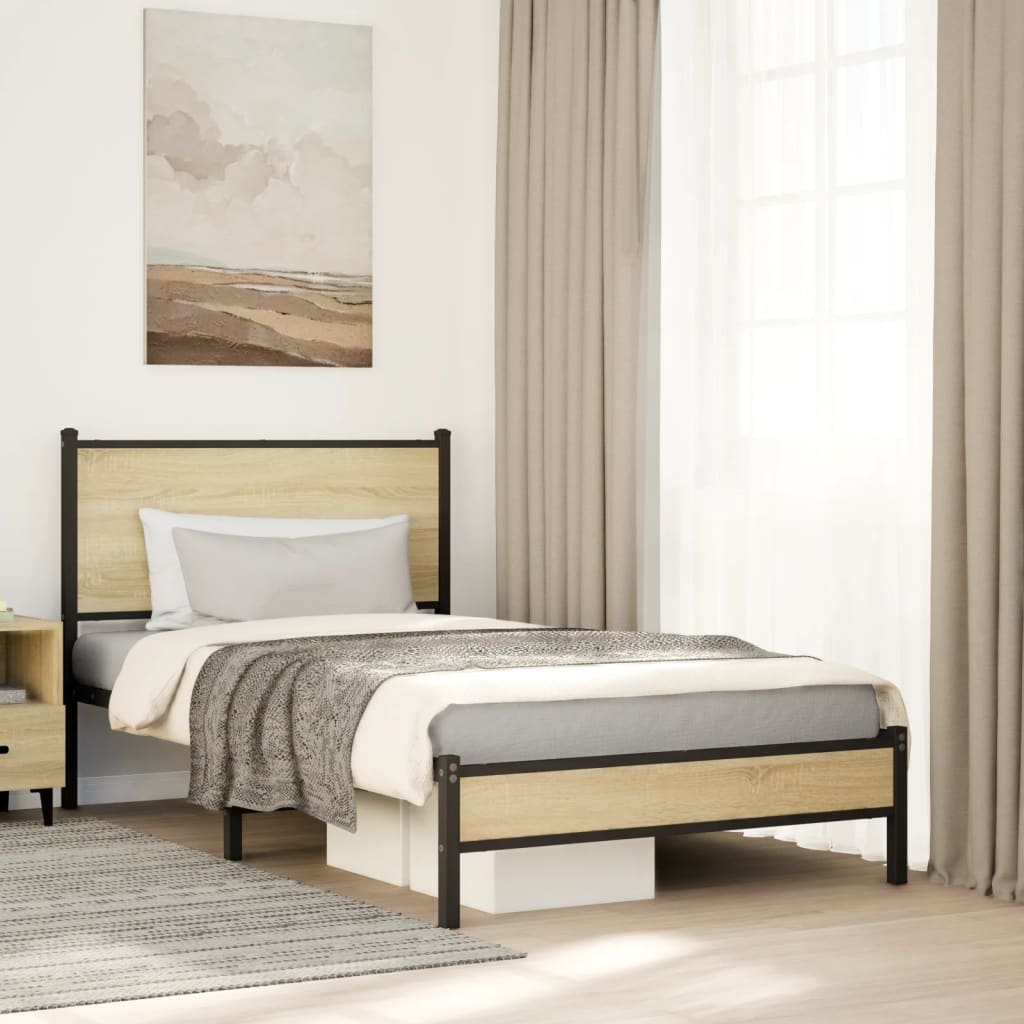 Giroletto senza Materaso in Metallo Rovere Sonoma 100x190 cm | homemem39