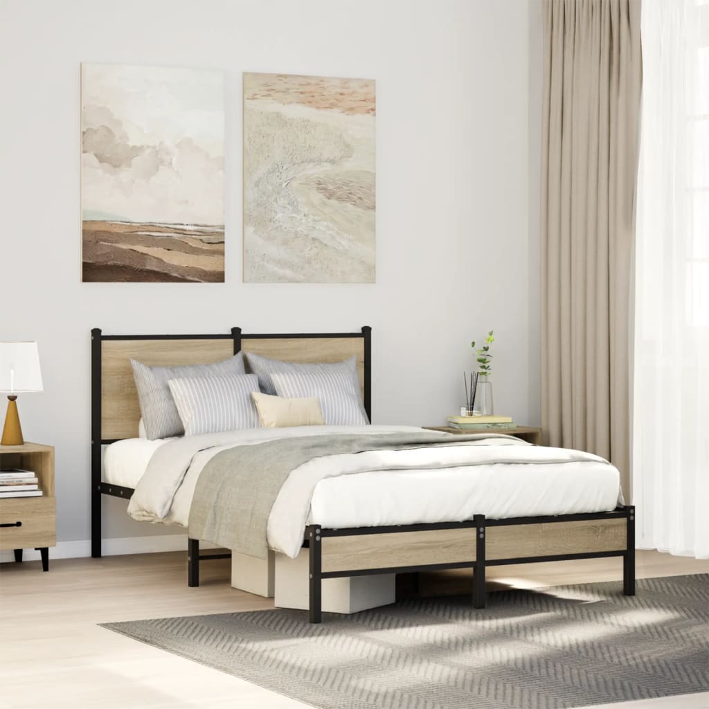 Giroletto senza Materaso in Metallo Rovere Sonoma 120x190 cm | homemem39