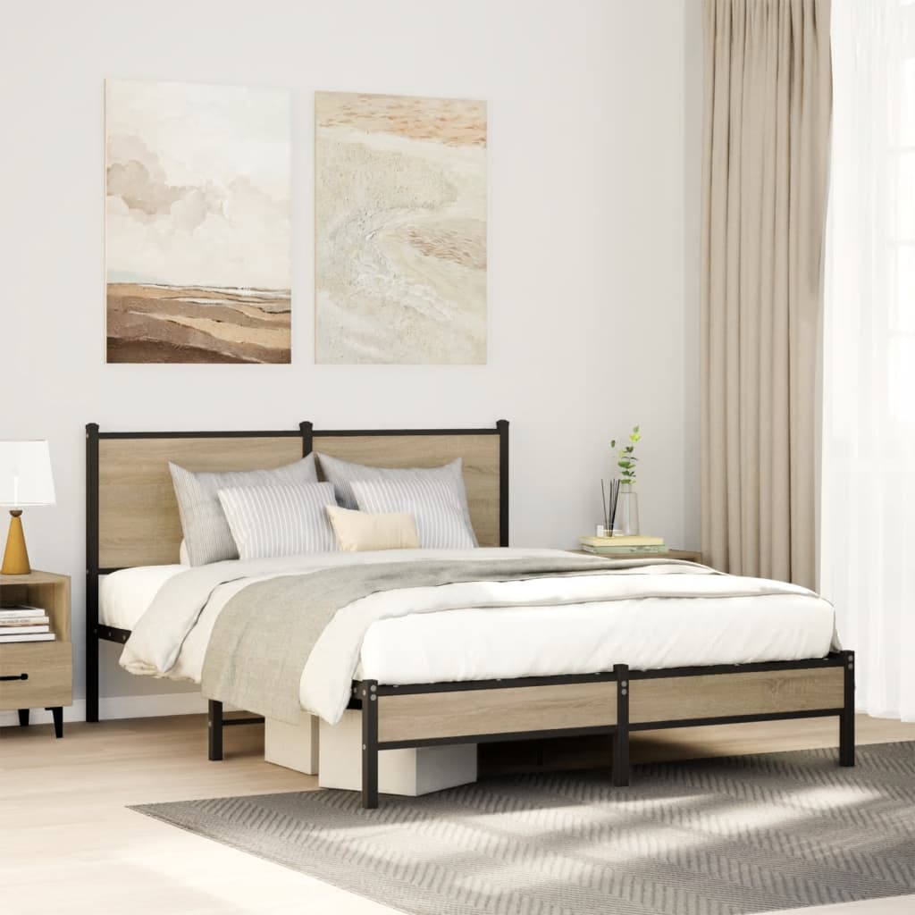 Giroletto senza Materaso in Metallo Rovere Sonoma 140x190 cm | homemem39