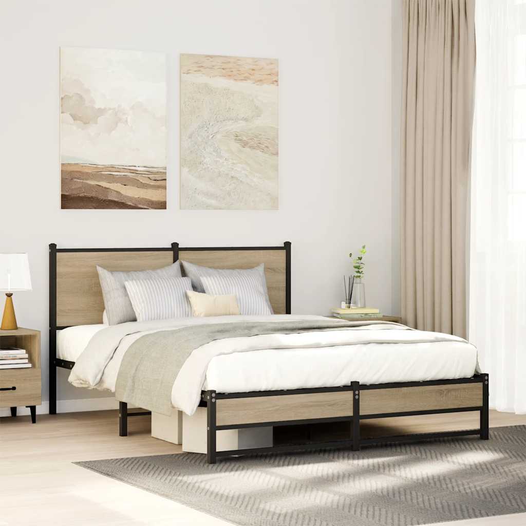 Giroletto senza Materaso in Metallo Rovere Sonoma 150x200 cm | homemem39