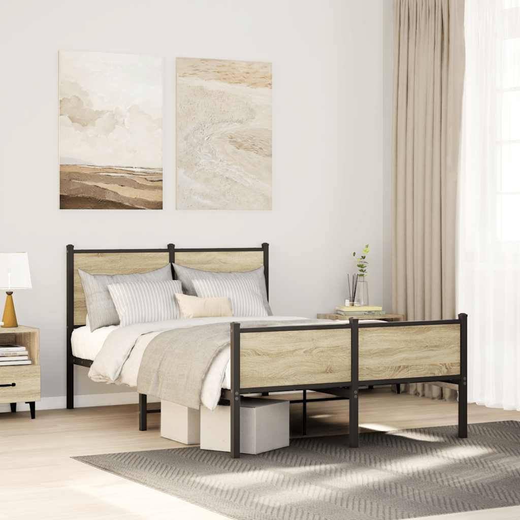 Giroletto senza Materaso in Metallo Rovere Sonoma 120x200 cm | homemem39