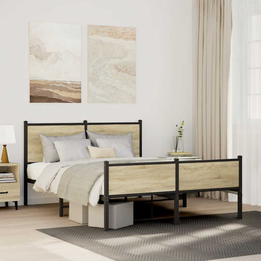 Giroletto senza Materaso in Metallo Rovere Sonoma 140x190 cm | homemem39