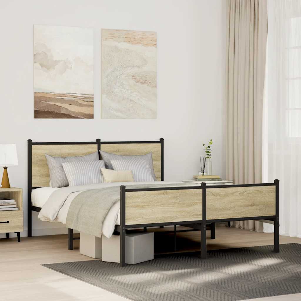 Giroletto senza Materaso in Metallo Rovere Sonoma 140x200 cm | homemem39
