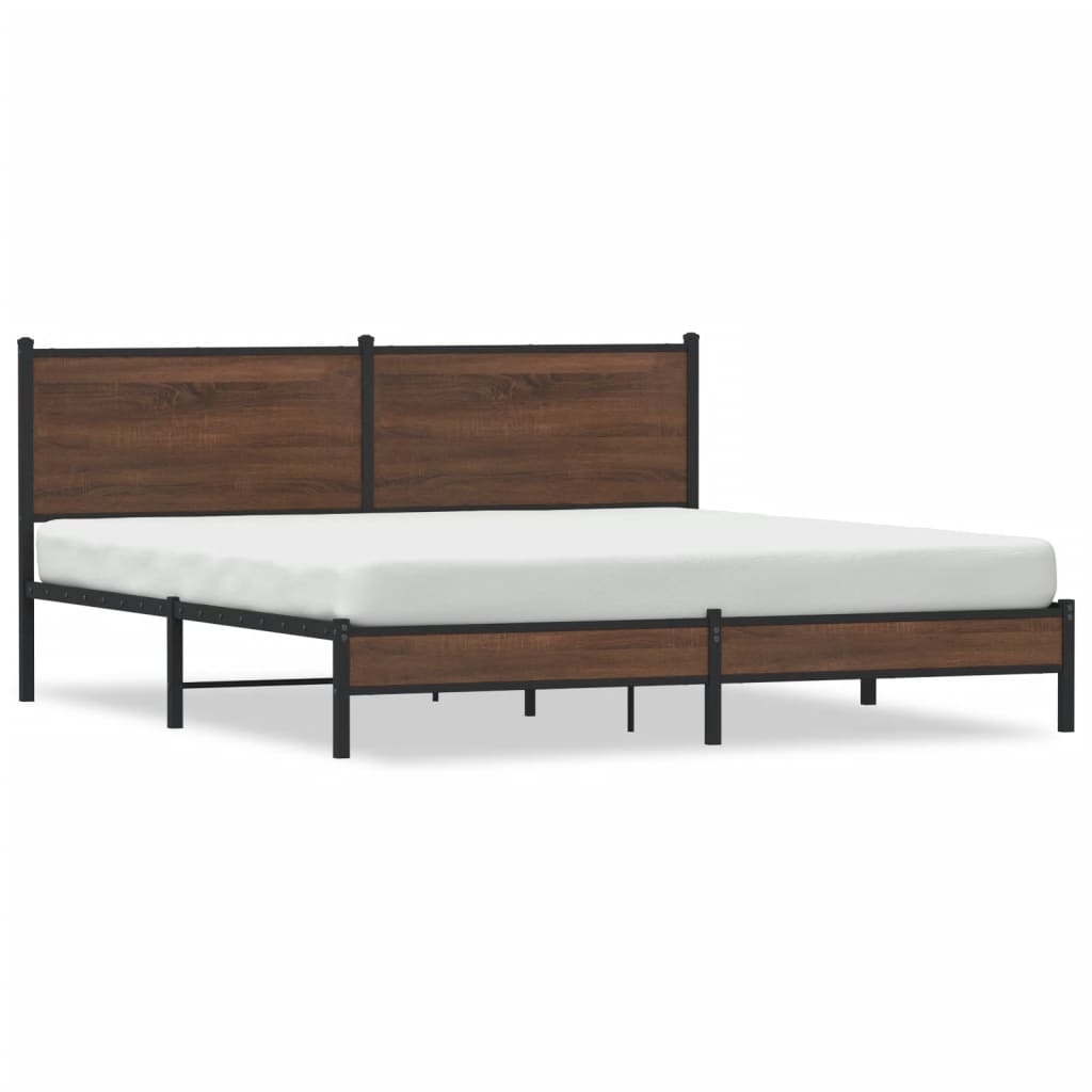 Giroletto senza Materaso in Metallo Rovere Marrone 160x200 cm | homemem39