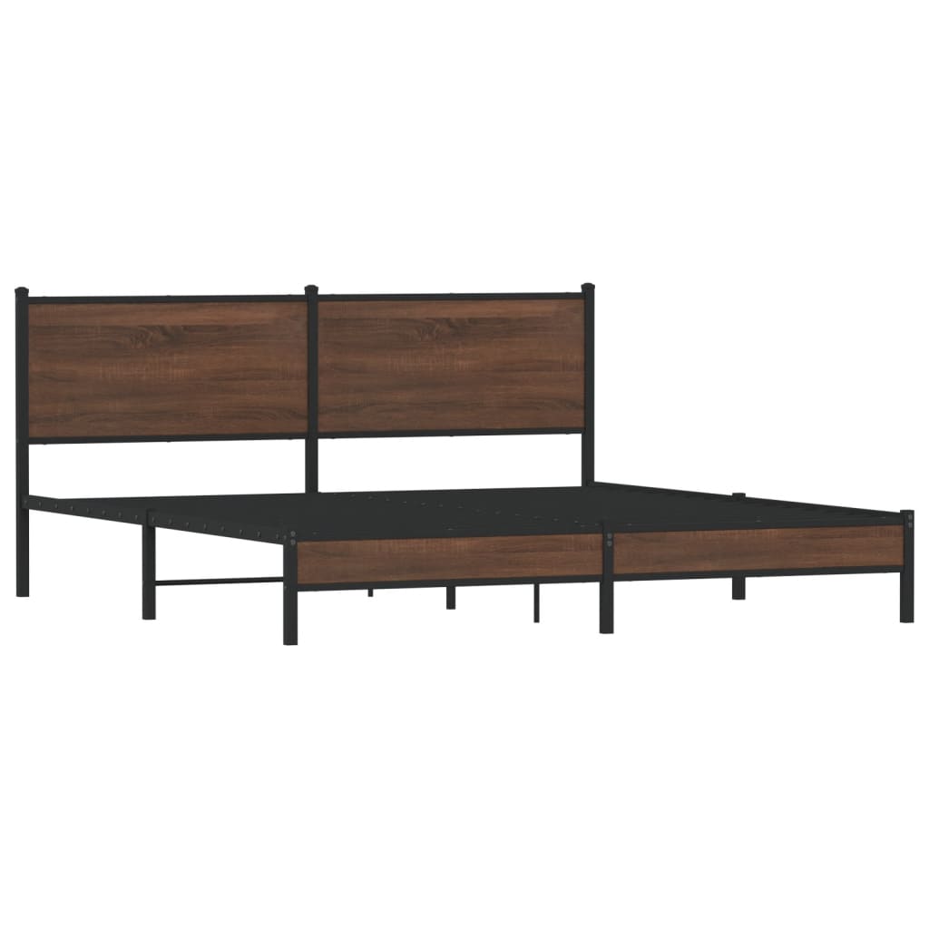Giroletto senza Materaso in Metallo Rovere Marrone 160x200 cm | homemem39