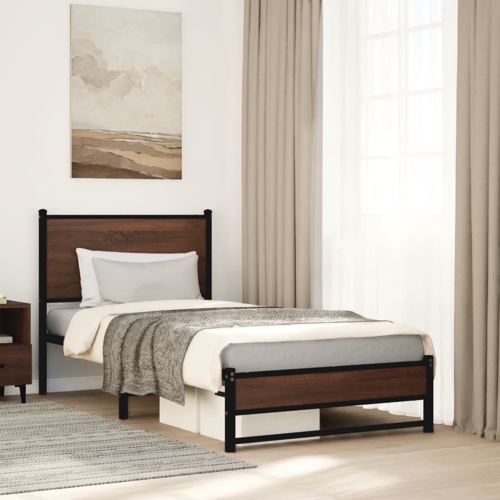 Giroletto senza Materasso in Metallo Rovere Marrone 80x200 cm