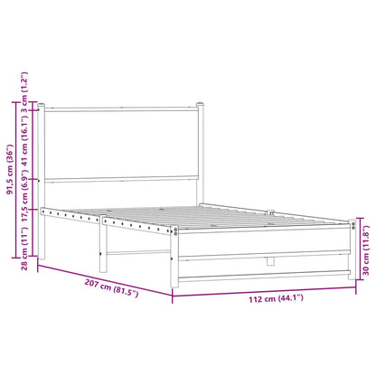 Giroletto senza Materasso in Metallo Rovere Marrone 107x203 cm | homemem39