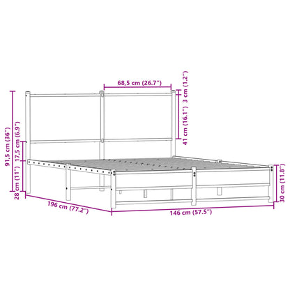 Giroletto senza Materasso in Metallo Rovere Marrone 140x190 cm | homemem39