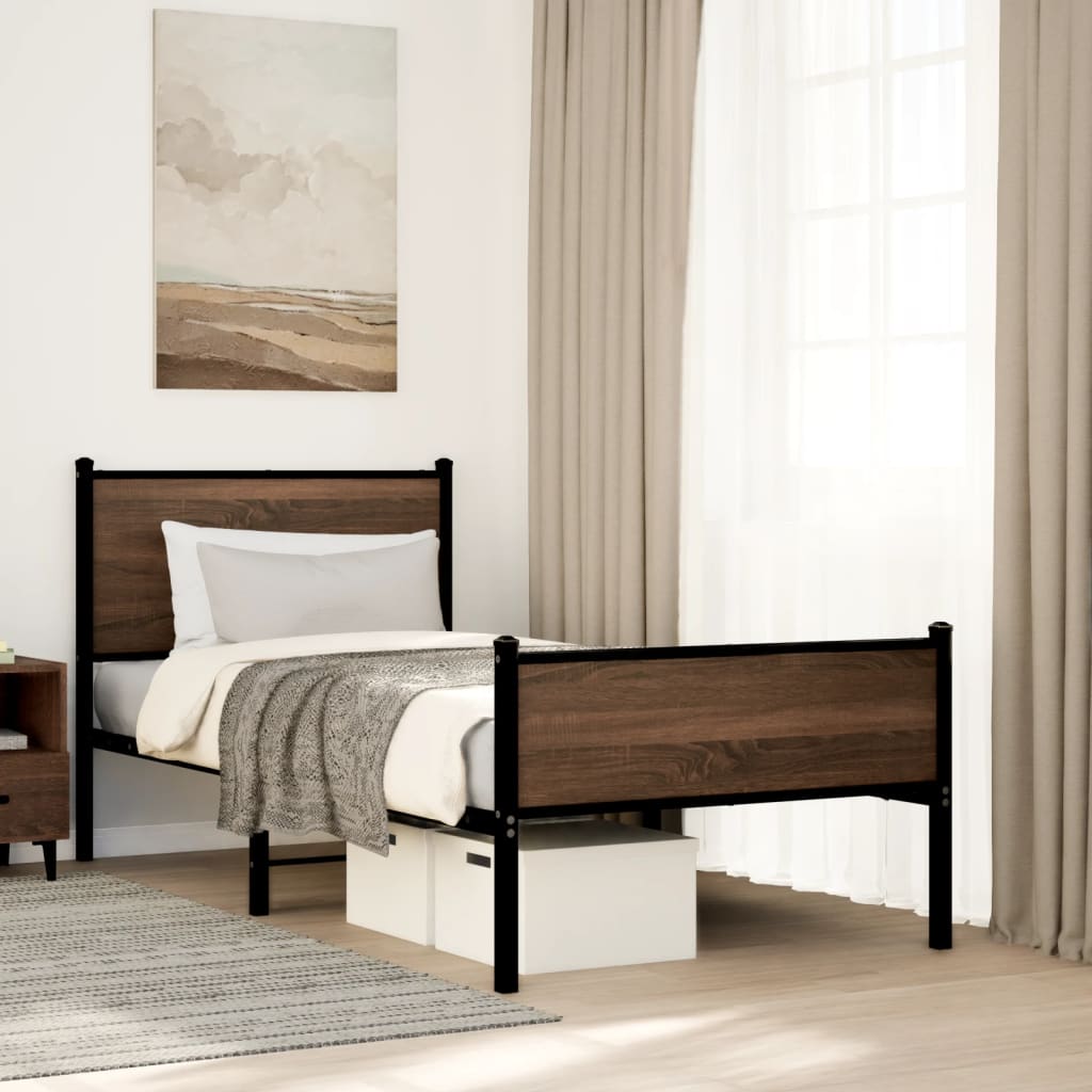 Giroletto senza Materasso in Metallo Rovere Marrone 75x190 cm | homemem39