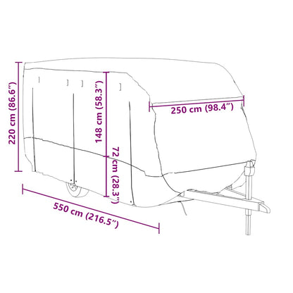 Telo per Roulotte Grigio 550x250x220 cm in Tessuto Non Tessuto | homemem39