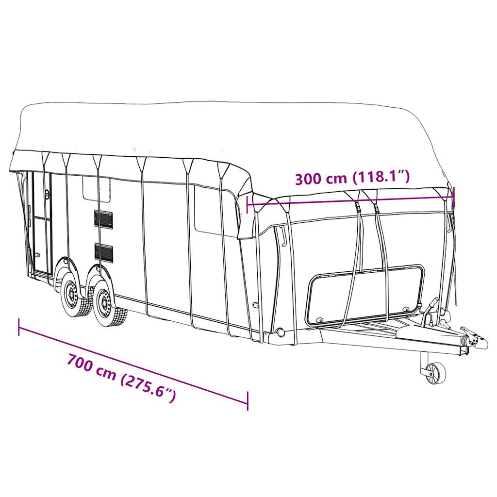 Telo per Roulotte Grigio 700x300 cm in Tessuto Non Tessuto | homemem39