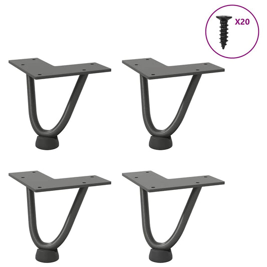 Gambe Tavolo a Forcina 4 pz Antracite 10 cm Acciaio Massiccio - homemem39
