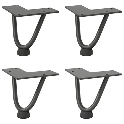 Gambe Tavolo a Forcina 4 pz Antracite 10 cm Acciaio Massiccio - homemem39