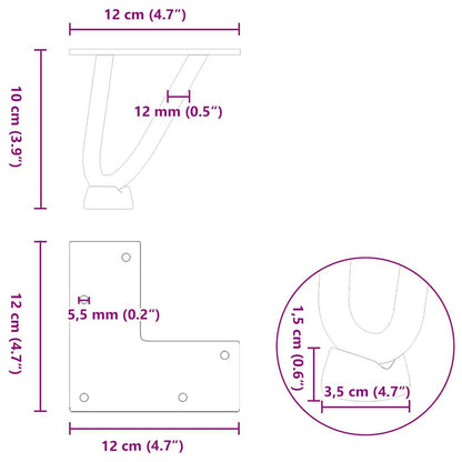 Gambe Tavolo a Forcina 4 pz Antracite 10 cm Acciaio Massiccio - homemem39