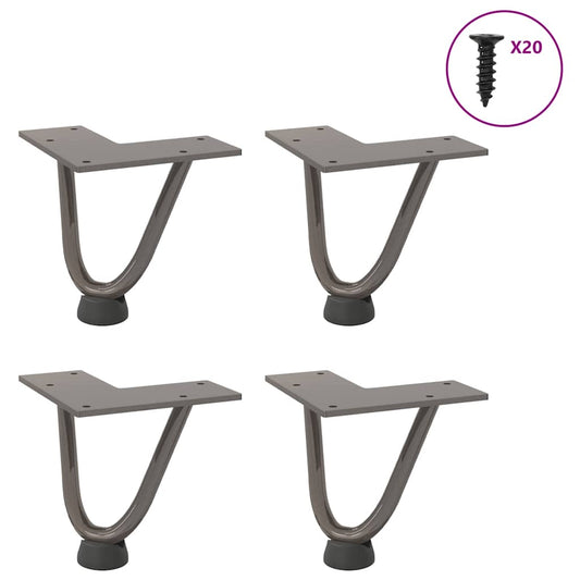 Gambe Tavolo a Forcina 4 pz 10 cm Acciaio Massiccio - homemem39